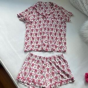 Roller Rabbit Pink and White Pajama Set